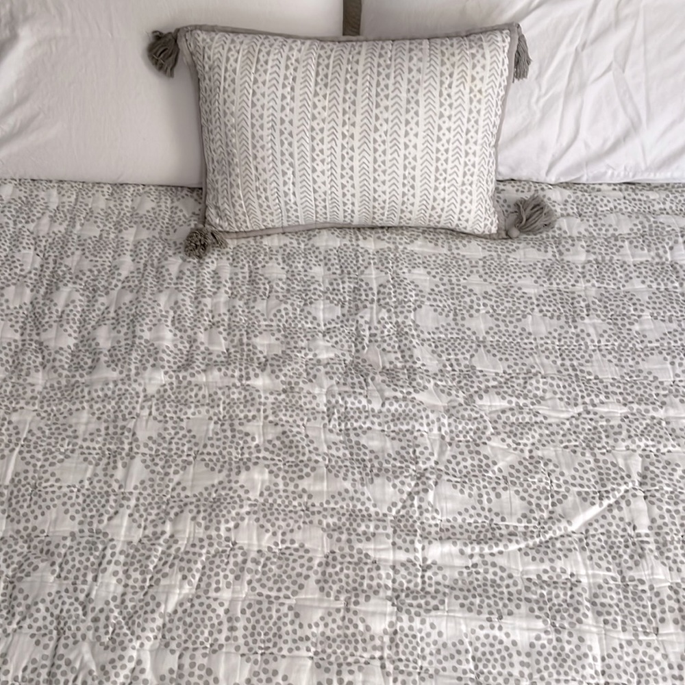 RH twin quilt and accent pillow